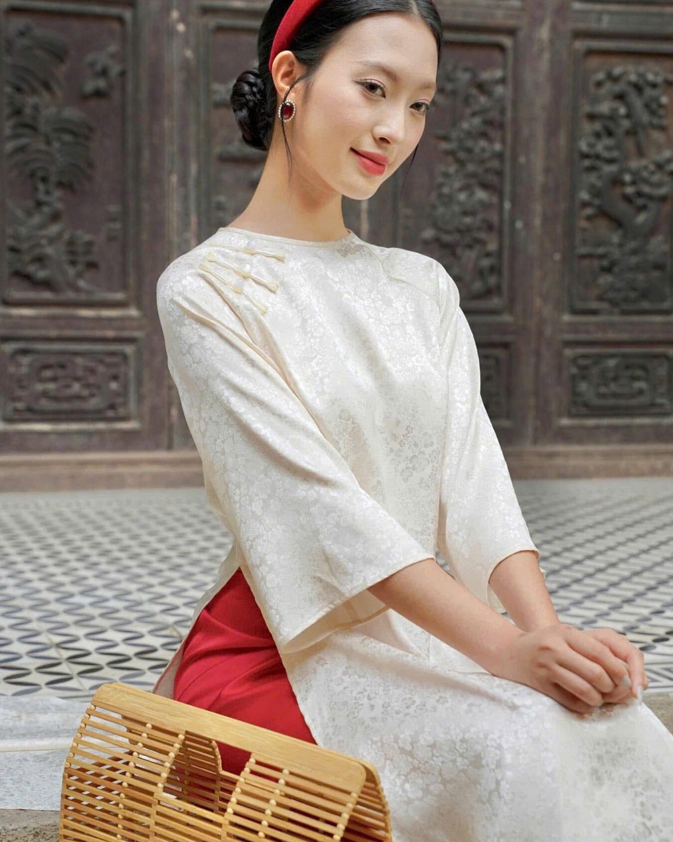 Cho Thuê Áo Dài Khảm Kem ( Có Bigsize )