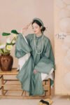 Cho Thuê Áo Tấc Nữ Tay Thụng Trơn Xanh Rêu Nhạt (Kèm Mấn)