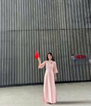 Cho Thuê Áo Dài Thêu Lá Cờ Độc Lập Tự Do Hồng (Có Bigsize)