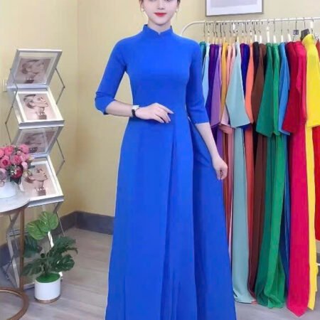 Cho Thuê Áo Dài Form Ôm Xanh Dương Đậm (Có Bigsize)