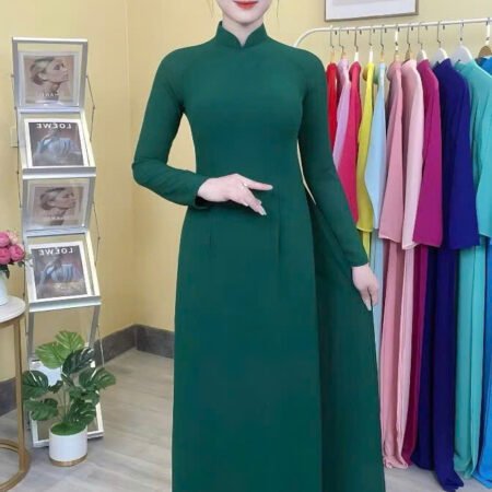 Cho Thuê Áo Dài Form Ôm Xanh Lá Đậm (Có Bigsize)