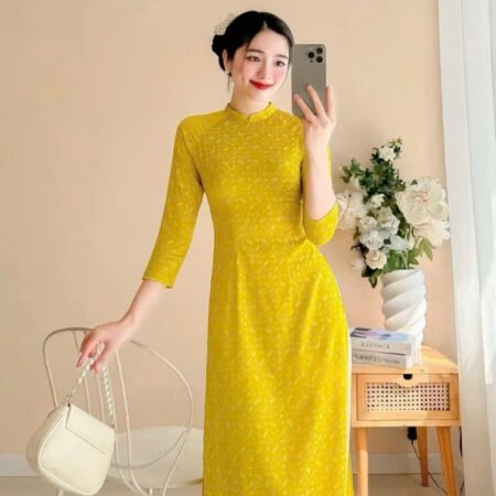 Cho Thuê Áo Dài Form Ôm Chuồn Chuồn Vàng Chanh (Có Bigsize)