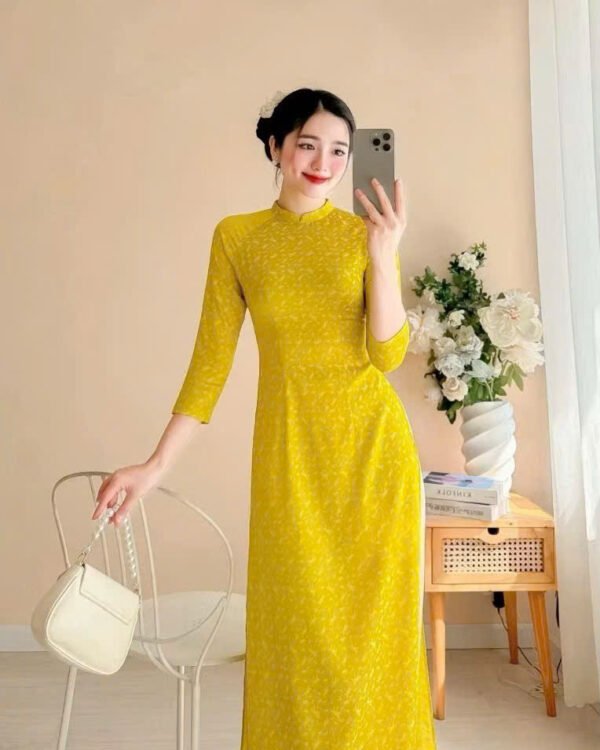 Cho Thuê Áo Dài Form Ôm Chuồn Chuồn Vàng Chanh (Có Bigsize)