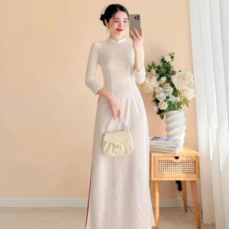 Cho Thuê Áo Dài Form Ôm Chuồn Chuồn Trắng (Có Bigsize)