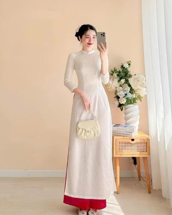 Cho Thuê Áo Dài Form Ôm Chuồn Chuồn Trắng (Có Bigsize)