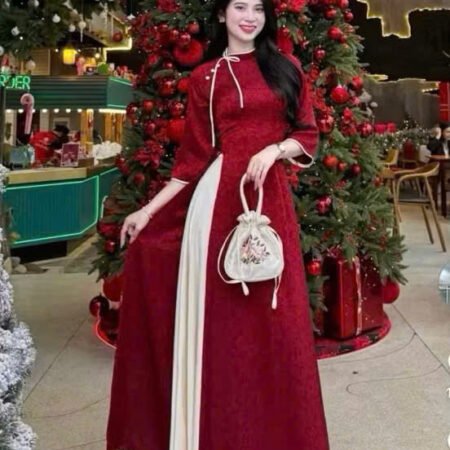 Cho Thuê Áo Dài Đỏ Nơ Cổ Kem (Có Bigsize)
