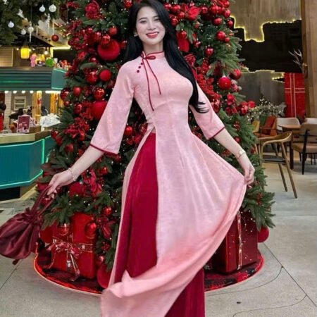 Cho Thuê Áo Dài Hồng Nơ Cổ Đỏ (Có Bigsize)