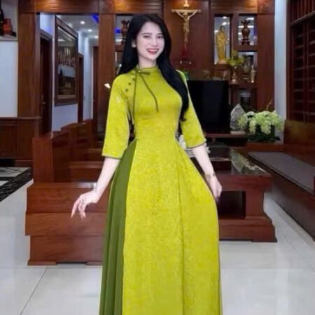 Cho Thuê Áo Dài Xanh Nơ Cổ Xanh Đậm (Có Bigsize)