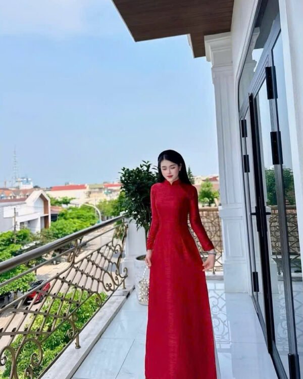 Cho Thuê Áo Dài Hoa Văn Vân Gỗ Đỏ (Có Bigsize)
