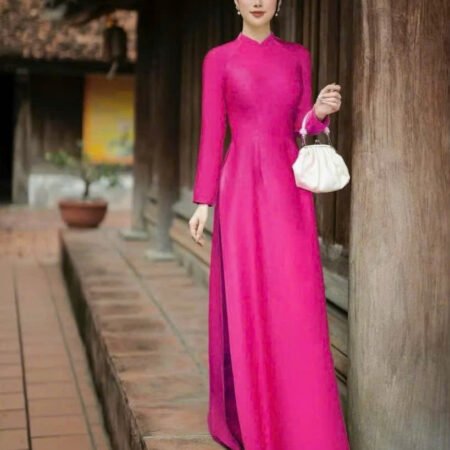 Cho Thuê Áo Dài Hoa Văn Vân Gỗ Hồng Đậm (Có Bigsize)