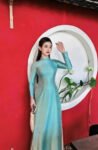Cho Thuê Áo Dài Hoa Văn Vân Gỗ Xanh Dương (Có Bigsize)