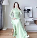 Cho Thuê Áo Dài Trơn Nút 2 Bên Xanh Bơ (Có Bigsize)