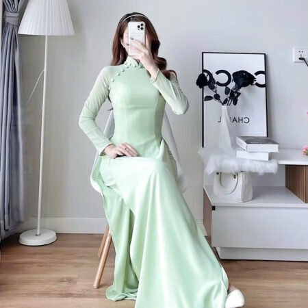 Cho Thuê Áo Dài Trơn Nút 2 Bên Xanh Bơ (Có Bigsize)
