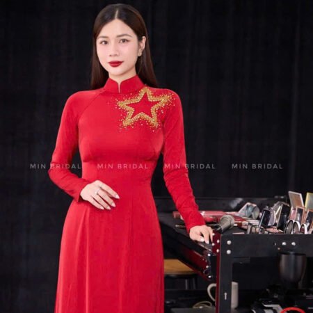 Cho Thuê Áo Dài Kết Ngôi Sao Vàng Đỏ (Có Bigsize)