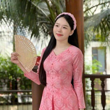 Cho Thuê Set Bà Ba Cổ Tròn Đồng Tiền Hồng Nhạt (Có Bigsize)