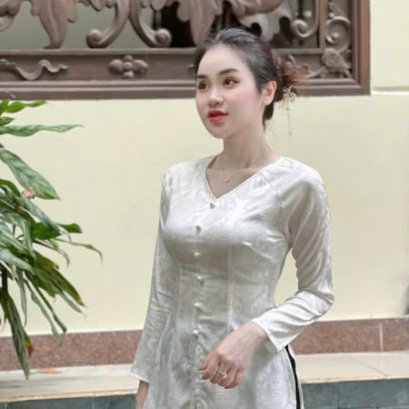 Cho Thuê Set Bà Ba Cổ Tròn Đồng Tiền Trắng (Có Bigsize)
