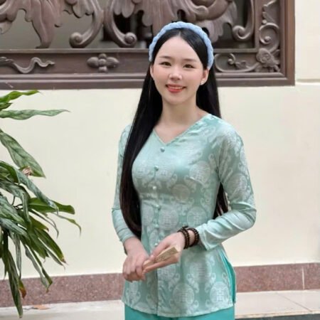Cho Thuê Set Bà Ba Cổ Tròn Đồng Tiền Xanh Mint (Có Bigsize)