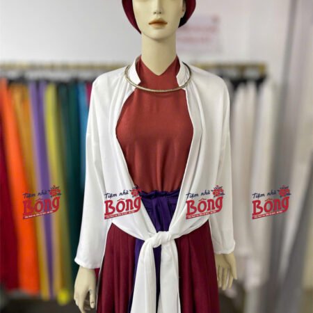 Cho Thuê Set Tứ Thân Nâu Đỏ Khoác Trắng (Kèm Khăn Vấn Tóc)