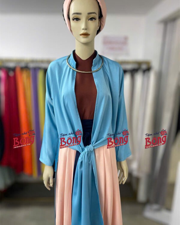 Cho Thuê Set Tứ Thân Nâu Cam Khoác Xanh (Kèm Khăn Vấn Tóc)