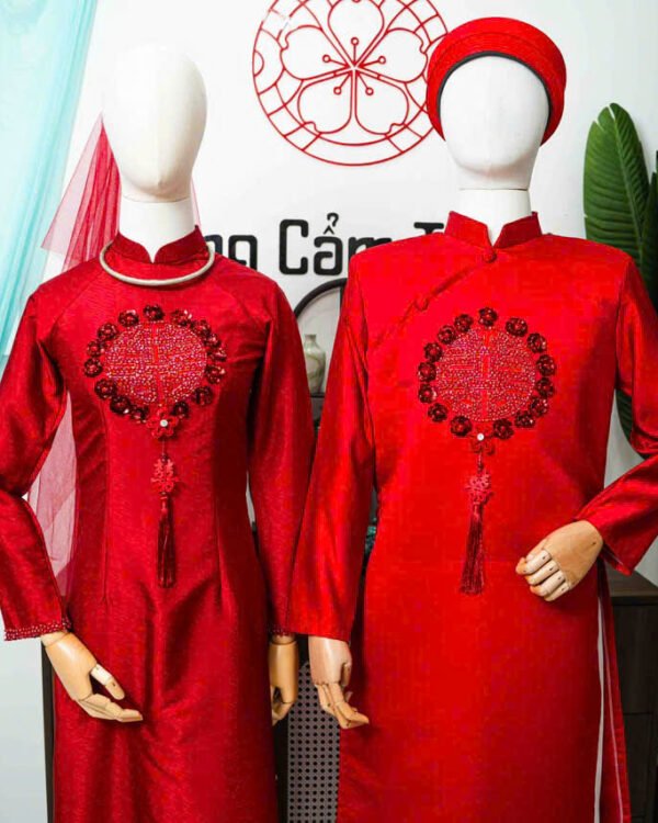 Cho Thuê Áo Dài Cưới Bách Niên Giai Lão Đỏ