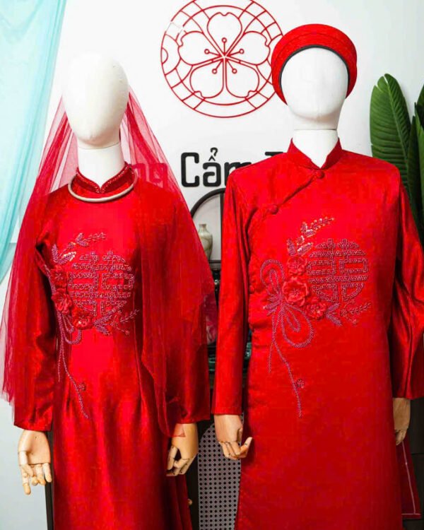 Cho Thuê Áo Dài Kết Tóc Giao Duyên Đỏ