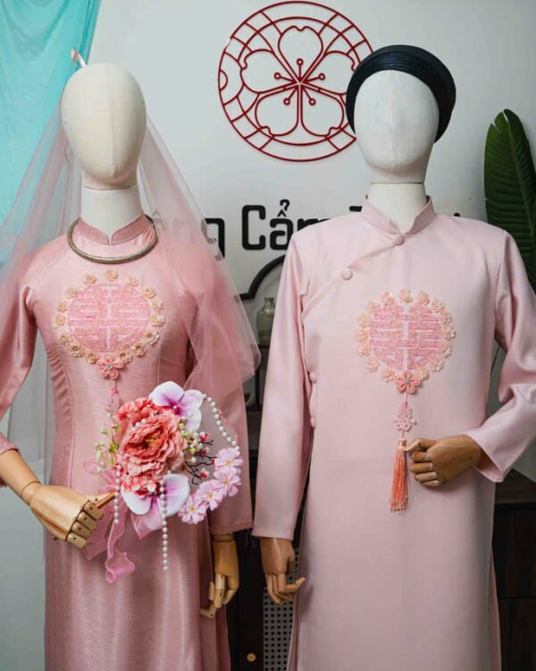 Cho Thuê Áo Dài Cưới Bách Niên Giai Lão Hồng