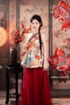 Cho Thuê Set Yếm Gấm Sơn Thuỷ Đỏ