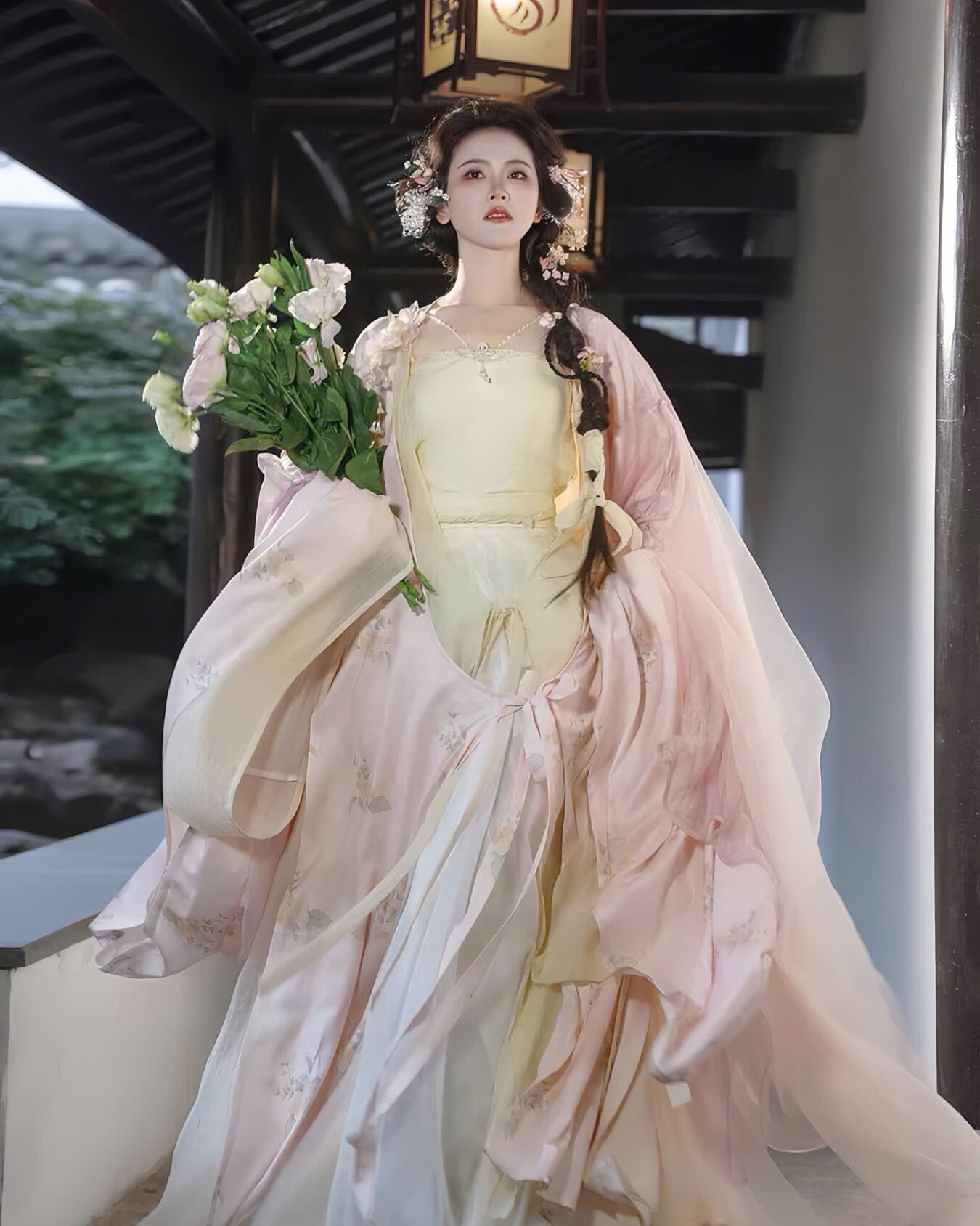 Cho Thuê Set Hán Phục Xuân Hoa Tứ Sắc Hồng