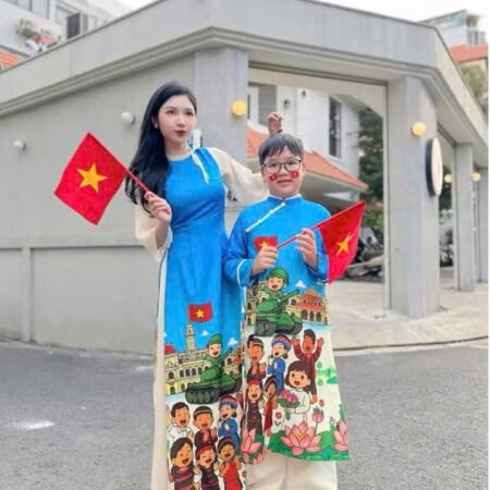 Cho Thuê Áo Dài Nơ Cổ Đồng Bào Xanh (Có Bigsize)