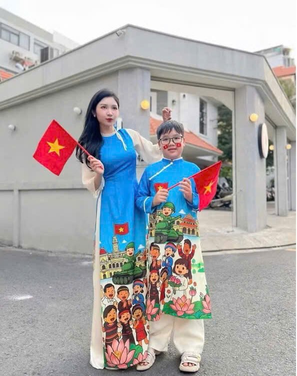 Cho Thuê Áo Dài Nơ Cổ Đồng Bào Xanh (Có Bigsize)
