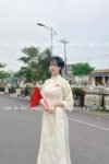 Cho Thuê Áo Dài Thêu Lá Cờ Độc Lập Tự Do Vàng Kem