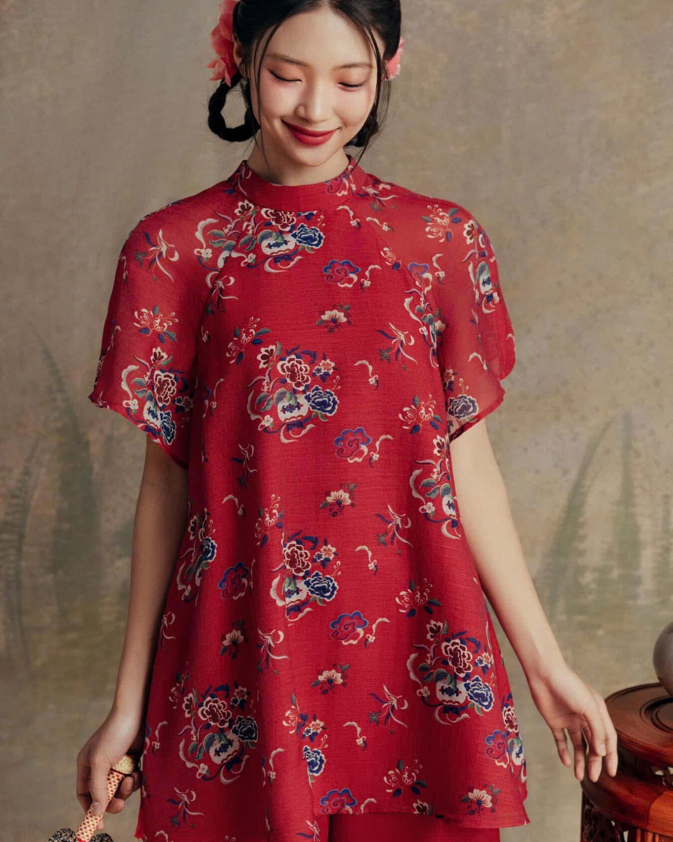 Cho Thuê Set Áo Vinh Hoa Mẫu Đơn Đỏ