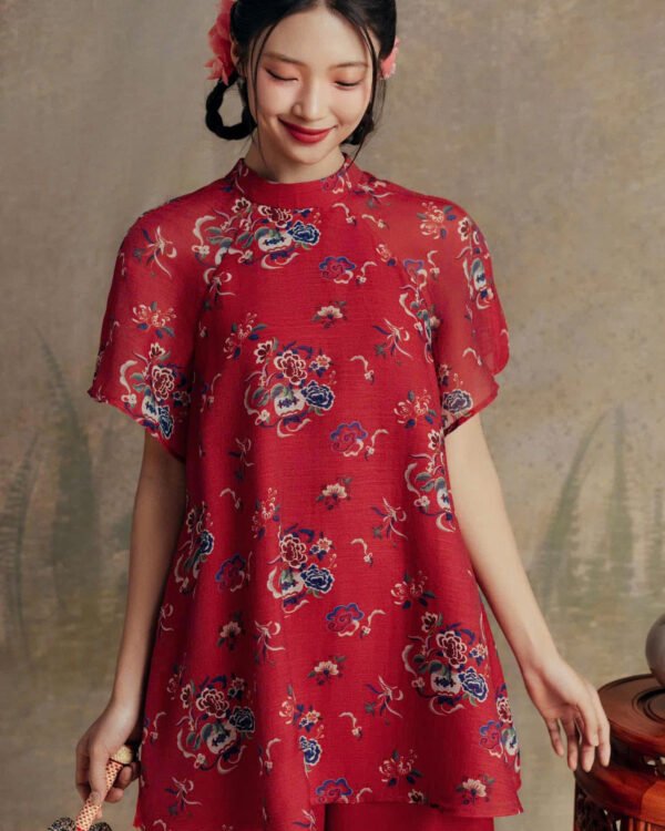 Cho Thuê Set Áo Vinh Hoa Mẫu Đơn Đỏ