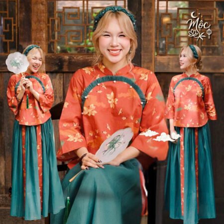 Cho Thuê Set Áo Nguyệt Nhi Viền Ngực MỘC Cam