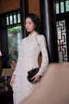 Cho Thuê Áo Dài Ren Hoa Diệp Anh Trắng