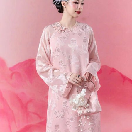Cho Thuê Áo Dài Kết Hoa Thuyền Quyên Hồng