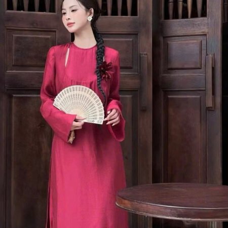 Cho Thuê Áo Dài Chi Khanh Đính Hoa Đỏ