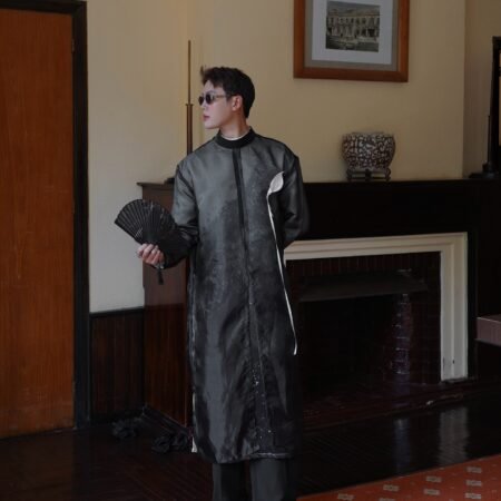 Cho Thuê Áo Dài Nam Magnus Voan 2 Lớp Đen