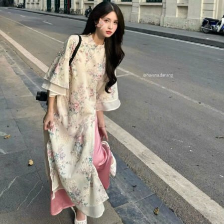 Cho Thuê Áo Dài Bách Hoa Cát Tiên HVN Kem