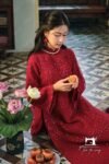 Thuê Áo Dài Đỏ Hoạ Tiết Nổi Tua Rua Đính Đá (Có Bigsize)