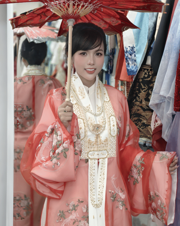 Cho Thuê Nhật Bình Nữ Voan Đỏ Đính Hột Xoàn