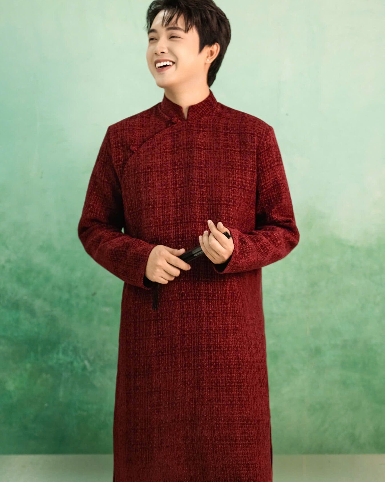 Cho Thuê Áo Dài Nam OAO Vân Nổi Đỏ (Có Bigsize)