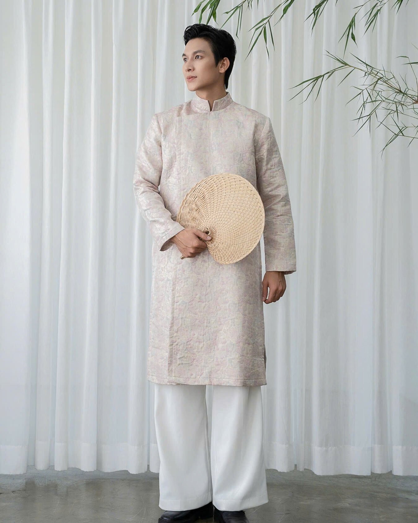 Cho Thuê Áo Dài Nam OAO Gấm Loang Hồng (Có Bigsize)