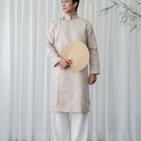 Cho Thuê Áo Dài Nam OAO Gấm Loang Hồng (Có Bigsize)