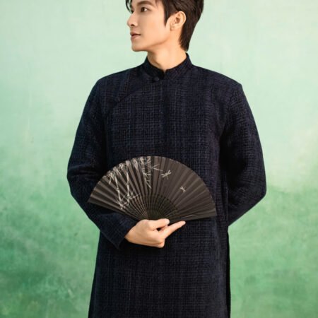 Cho Thuê Áo Dài Nam OAO Vân Nổi Xanh Than (Có Bigsize)