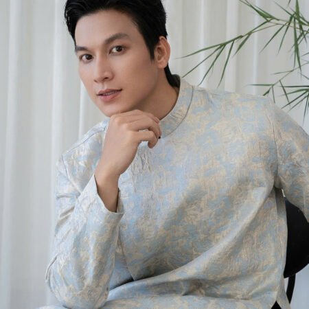 Cho Thuê Áo Dài Nam OAO Gấm Loang Xanh (Có Bigsize)