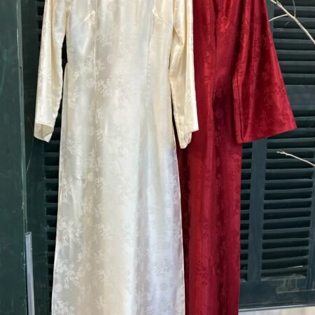 Cho Thuê Áo Dài Nữ Đỏ Hoạ Tiết Trúc Ngọc (Có Bigsize)