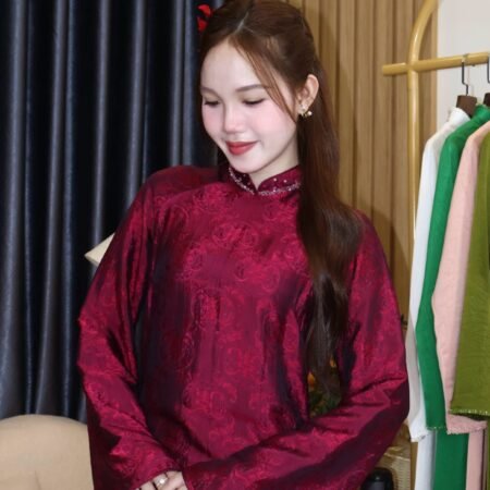 Cho Thuê Áo Dài Nữ Tím Đính Đá Mộng Tử Đinh (Có Bigsize)