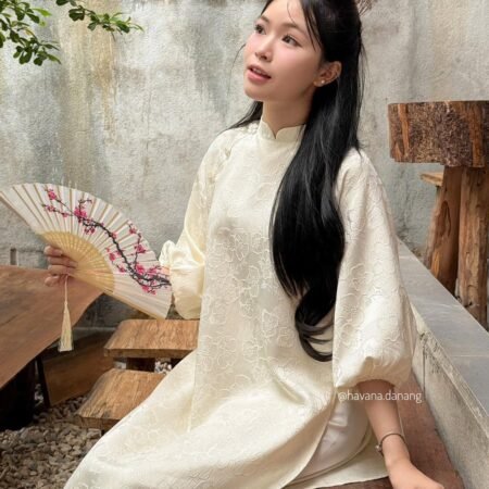 Cho Thuê Áo Dài Kem Liêu Hạ Hoa Cúc (Có Bigsize)
