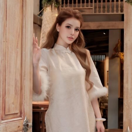 Cho Thuê Áo Dài Kem Thọ Dơi Tay Lông